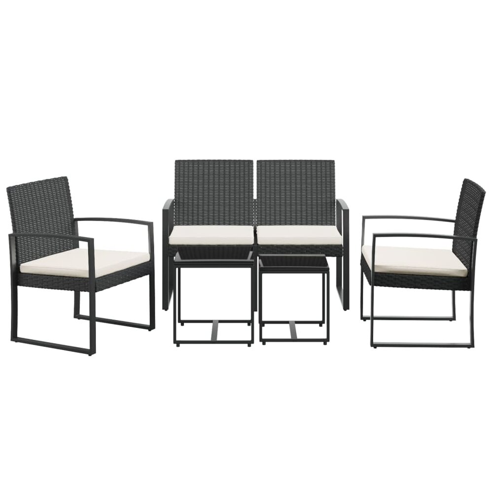 5-delige Loungeset Harma met kussens polypropeen rattan zwart