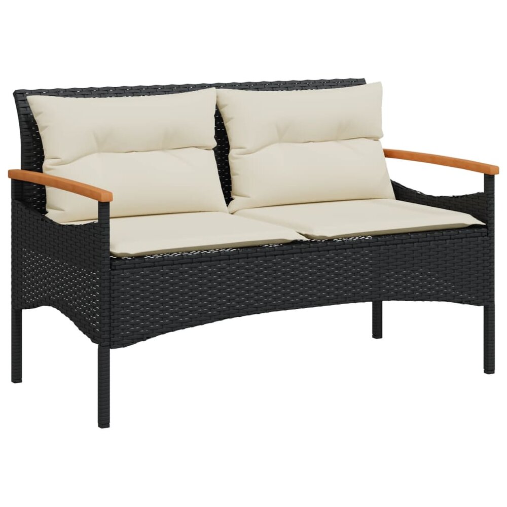 Tuinbank Mezzo met kussens 116x62,5x74 cm poly rattan zwart