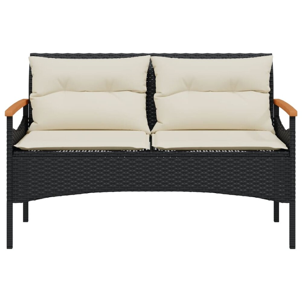 Tuinbank Mezzo met kussens 116x62,5x74 cm poly rattan zwart