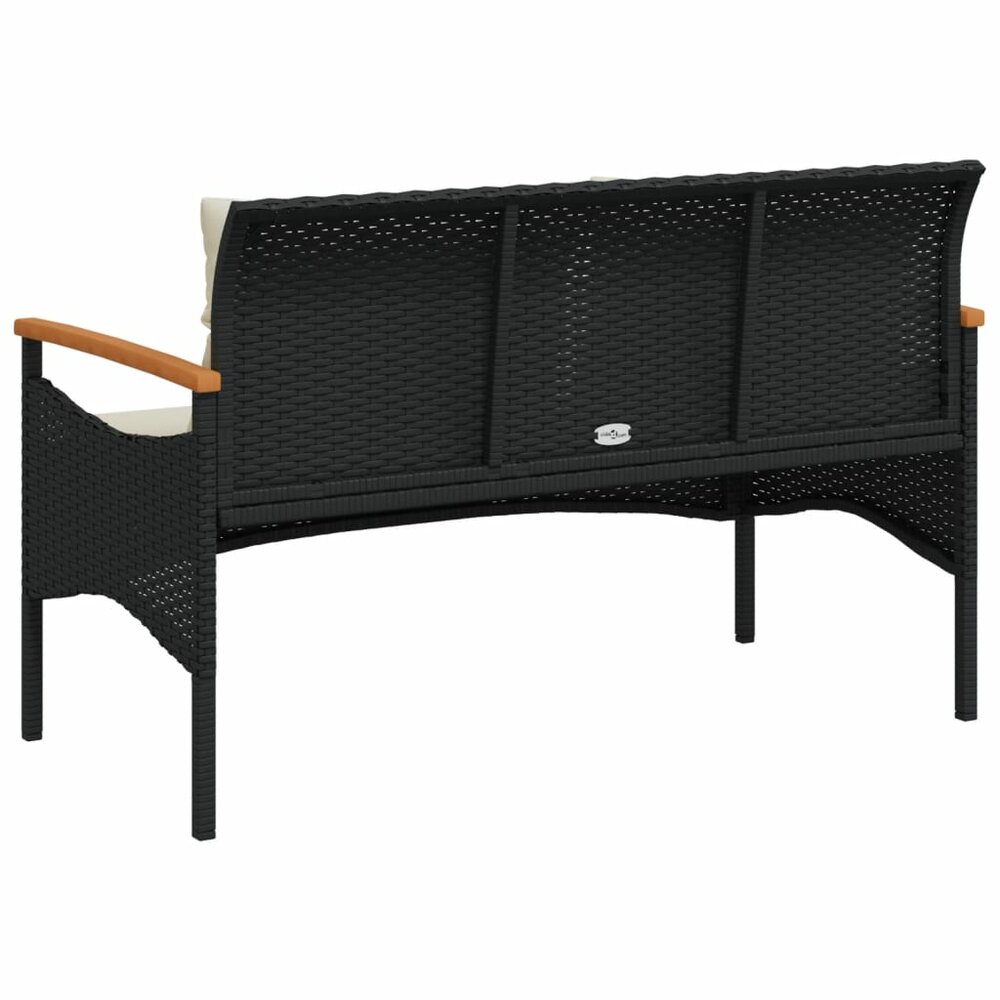 Tuinbank Mezzo met kussens 116x62,5x74 cm poly rattan zwart