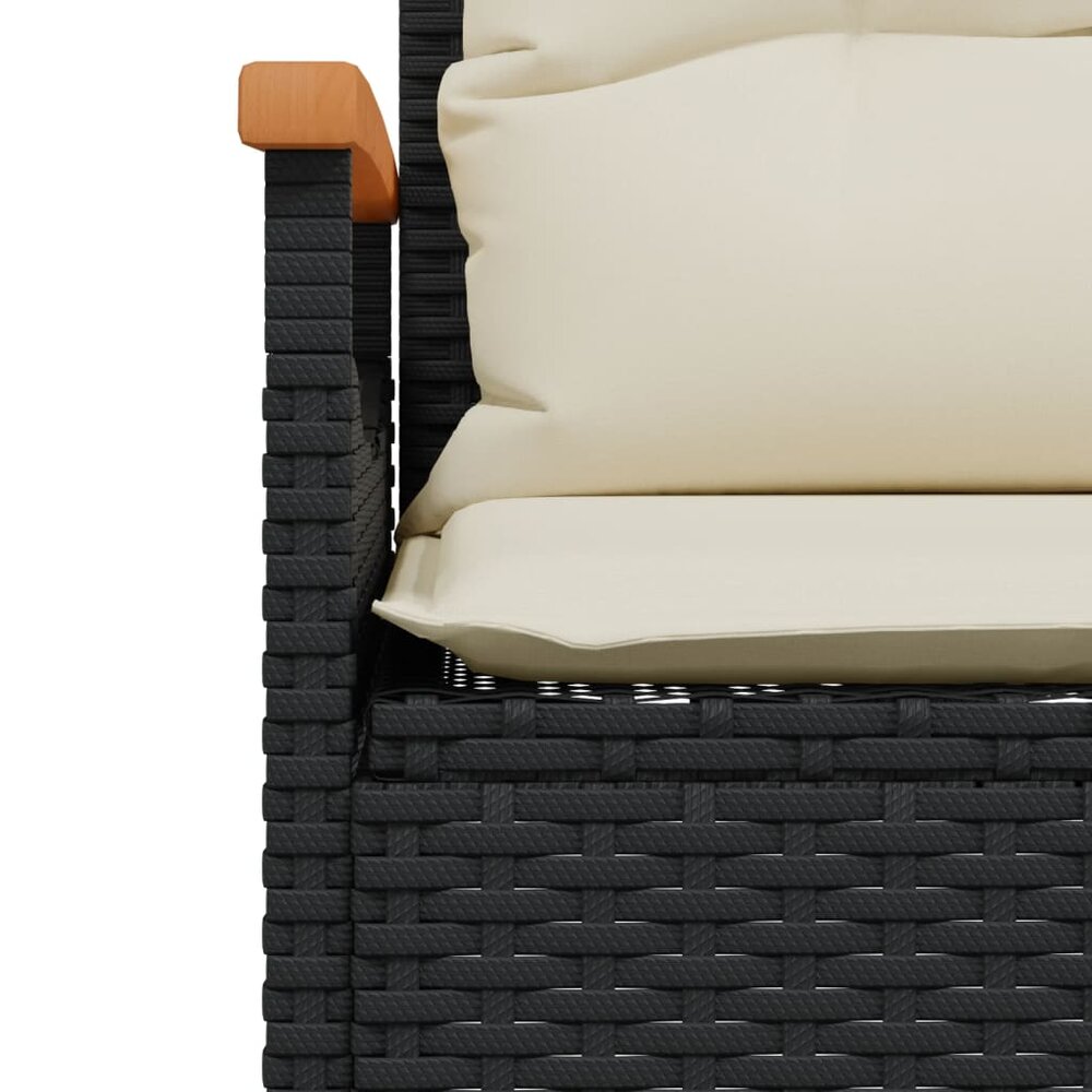 Tuinbank Mezzo met kussens 116x62,5x74 cm poly rattan zwart