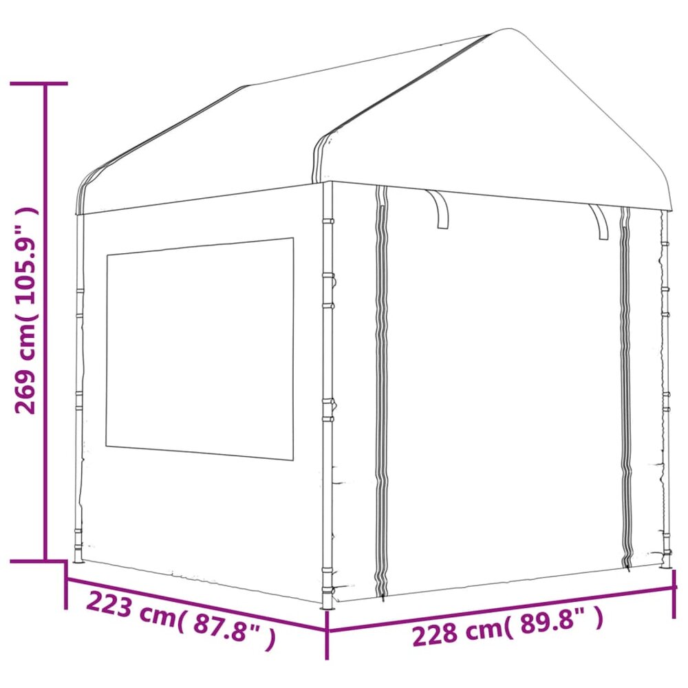 Partytent Prieel met dak 20,07x2,28x2,69 m polyetheen wit