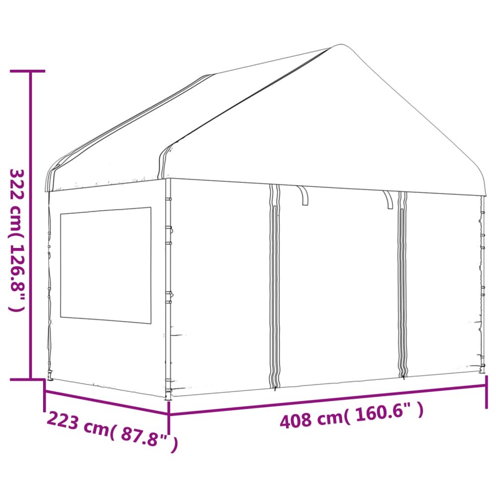 Partytent Prieel met dak 20,07x4,08x3,22 m polyetheen wit
