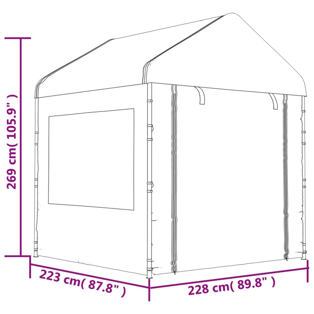 Partytent Prieel met dak 13,38x2,28x2,69 m polyetheen wit