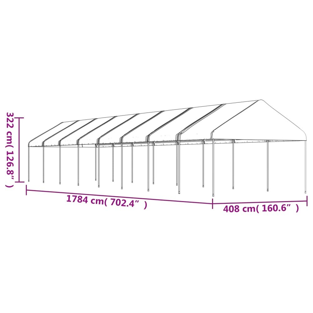 Partytent Prieel met dak 17,84x4,08x3,22 m polyetheen wit