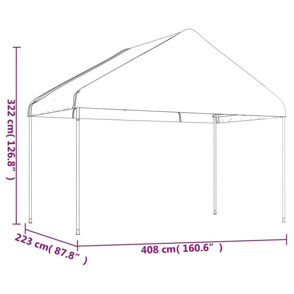 Partytent Prieel met dak 17,84x4,08x3,22 m polyetheen wit