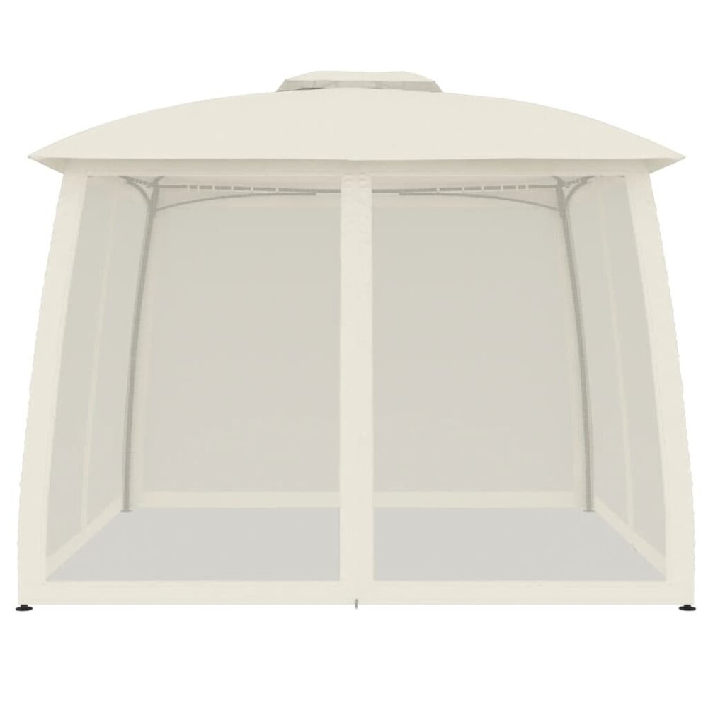Partytent Prieel zijwanden van gaas en dubbel dak 2,93x2,93 m staal cr&egrave;me