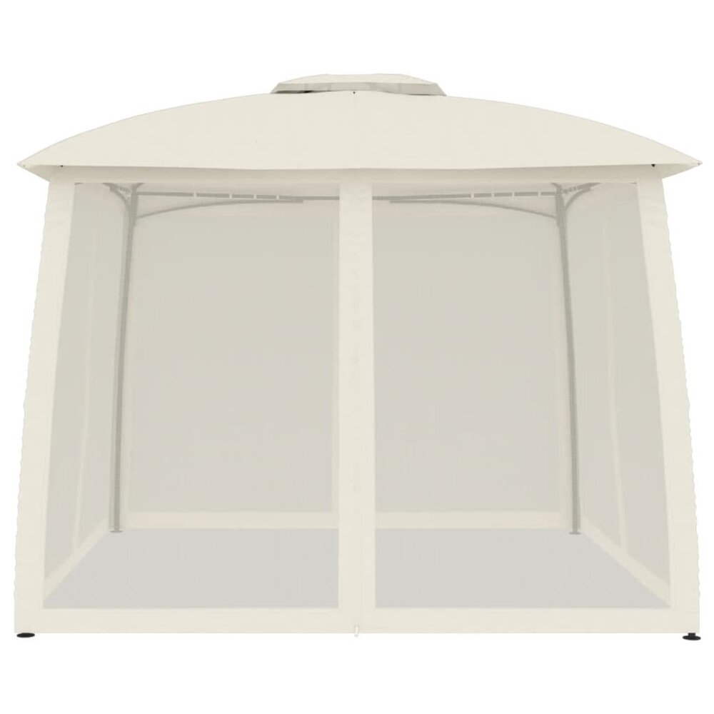 Partytent Prieel zijwanden van gaas en dubbel dak 2,93x2,93 m staal cr&egrave;me