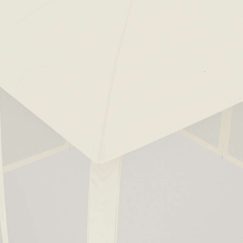 Partytent Prieel zijwanden van gaas en dubbel dak 2,93x2,93 m staal cr&egrave;me