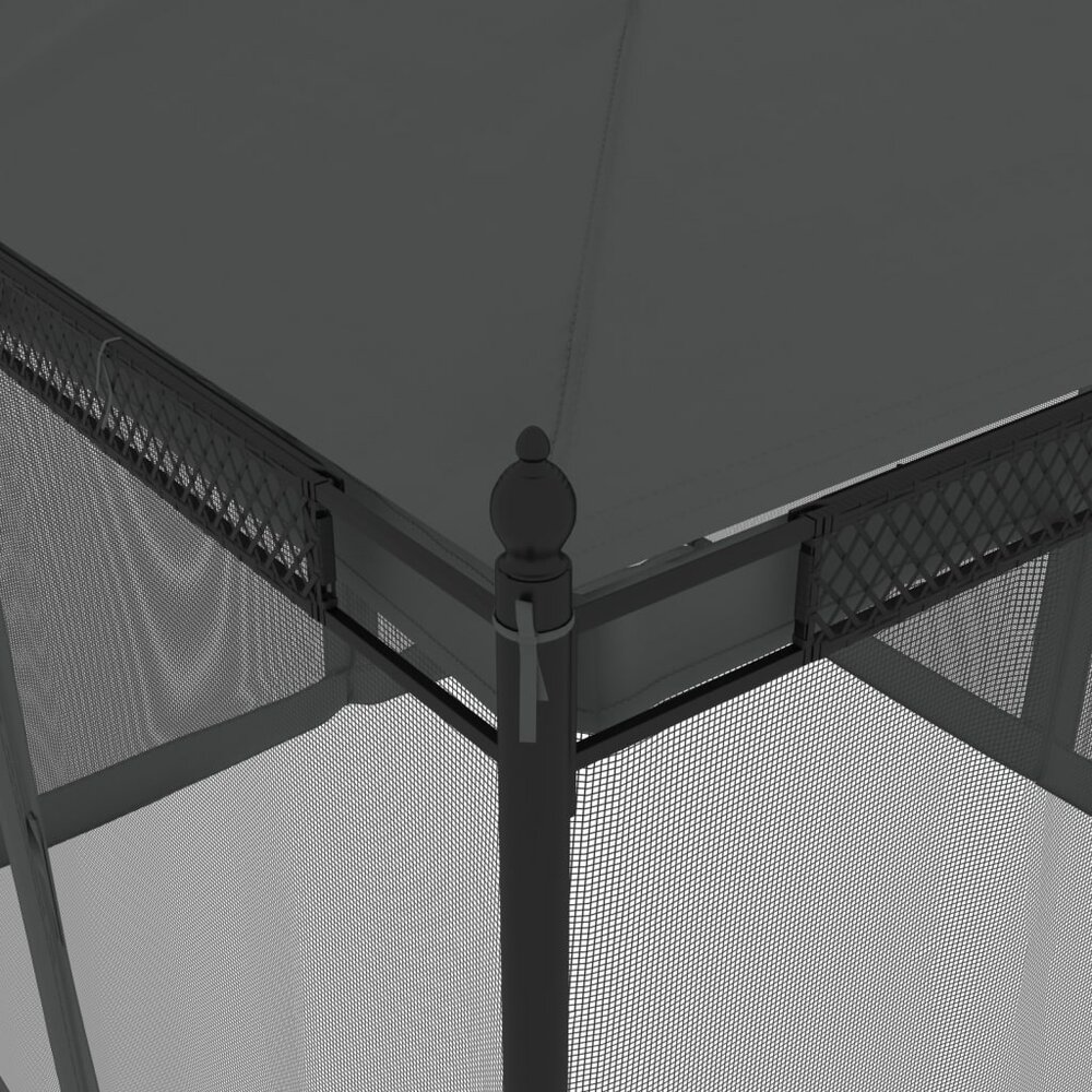 Partytent Prieel met zijwanden van gaas 2,93x2,93m staal antracietkleurig