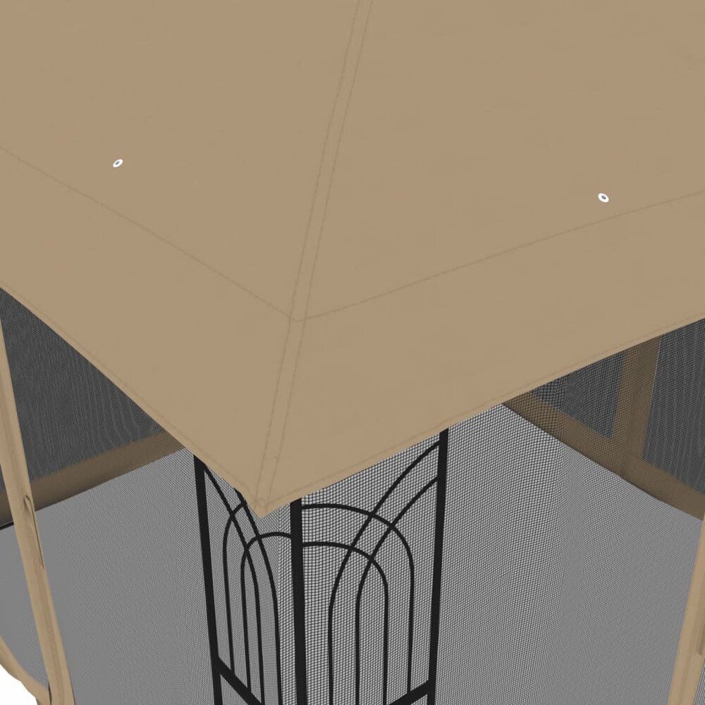 Partytent met zijwanden van gaas en dubbel dak 2,94x2,94 m staal taupe