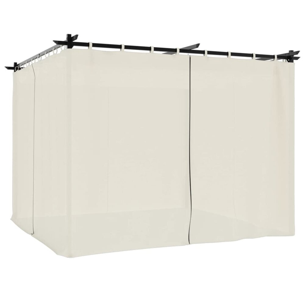 Prieel partytent met gordijnen 3x3 m staal cr&egrave;mekleurig