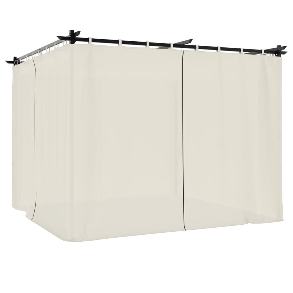 Prieel partytent met gordijnen 3x3 m staal cr&egrave;mekleurig