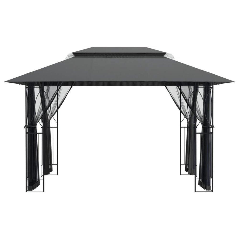 Partytent Prieel met zijwanden 400x300x270 cm staal antracietkleurig