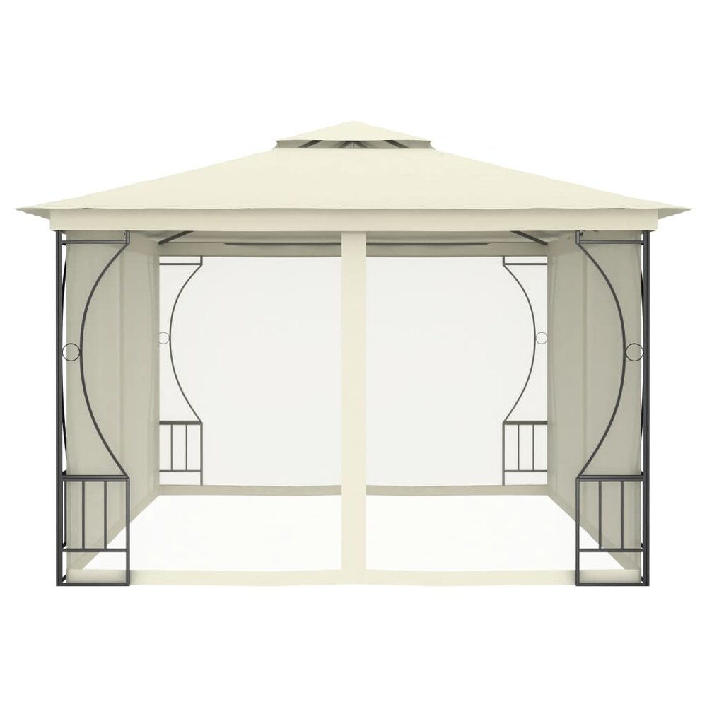 Partytent Prieel met netten 300x400x265 cm cr&egrave;mekleurig