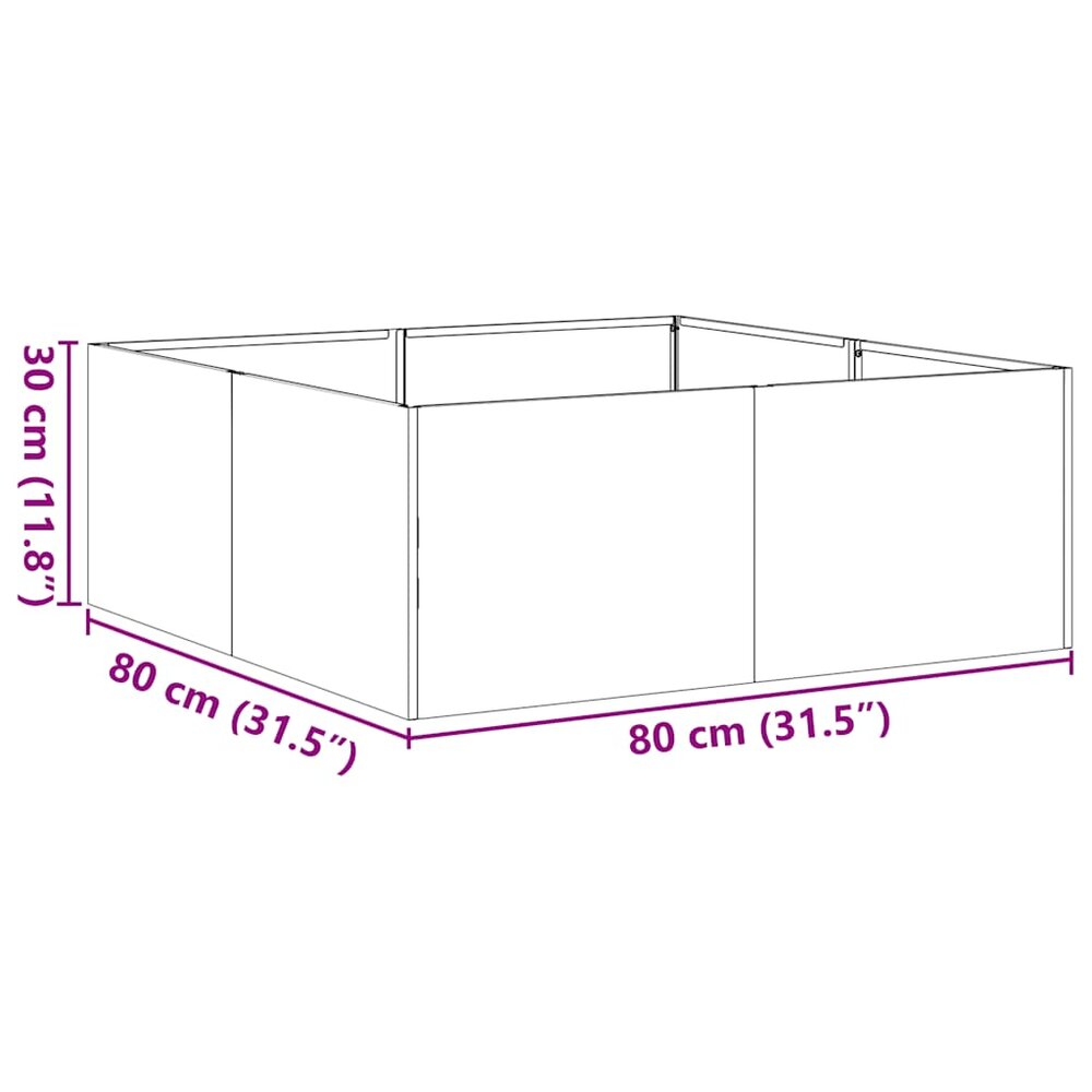 Plantenbak Roestig Weervast Staal Cortenstaal 80 x 80 x 30 cm