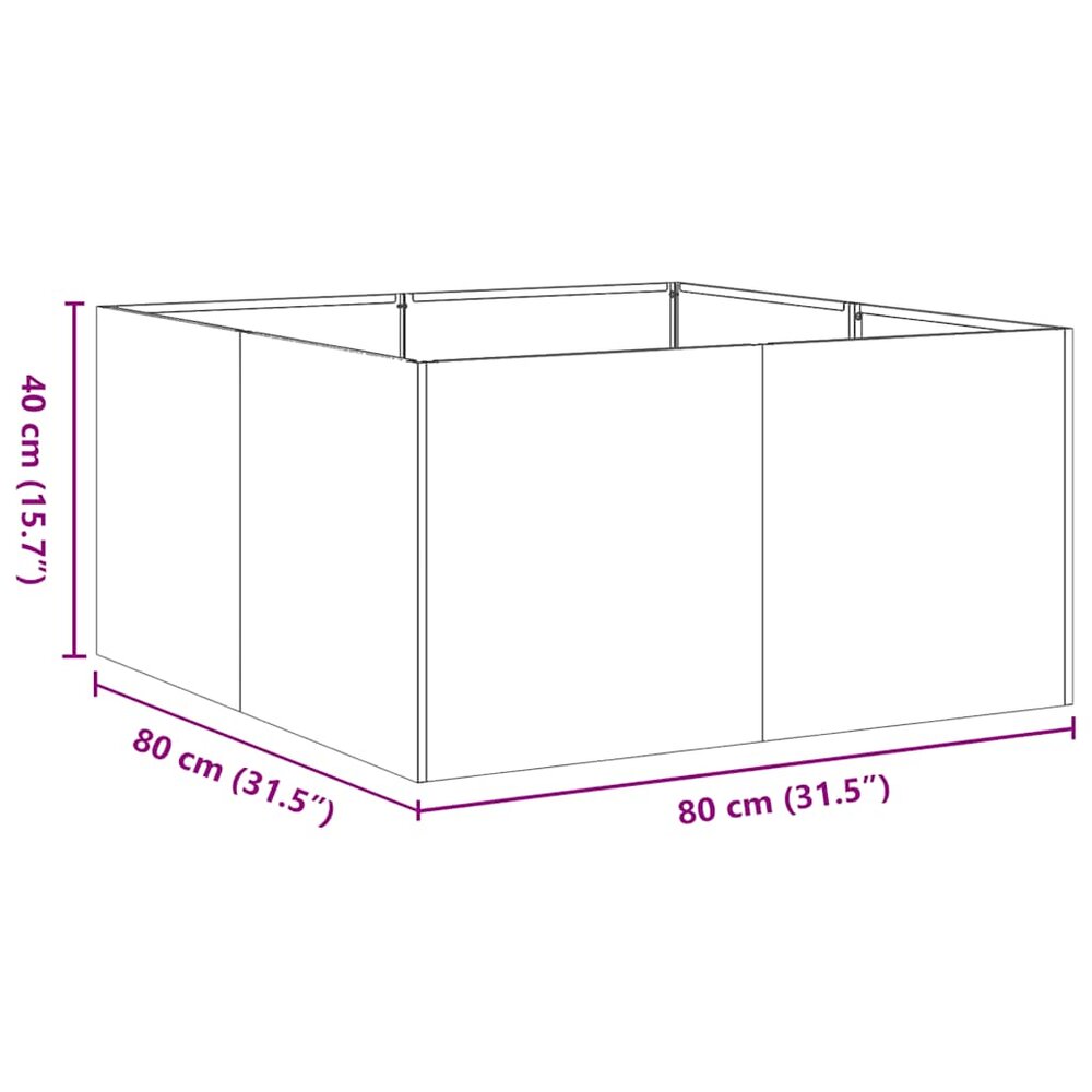Plantenbak Roestig Weervast Staal Weathering Steel 80 x 80 x 40 cm