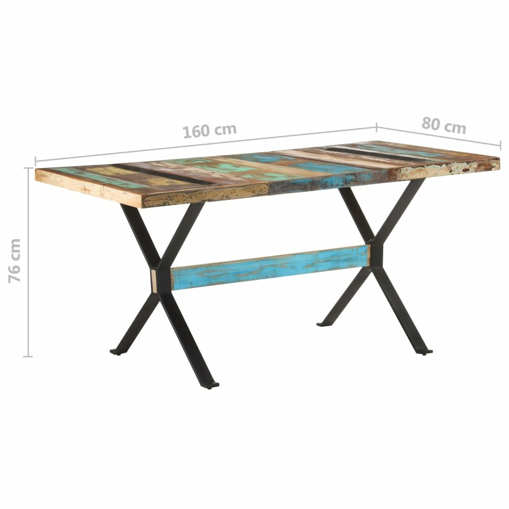 Eettafel Indus 160 x 80 x 76 cm massief gerecycled hout