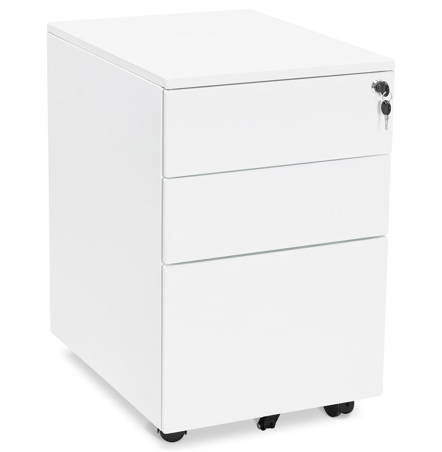 Ladeblok wit metaal &#039;DALI&#039; voor bureau 61x52x40 cm - Afsluitbaar