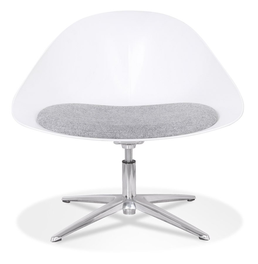 Design loungestoel &#039;DAPHNE&#039; van witte kunststof en grijze stof