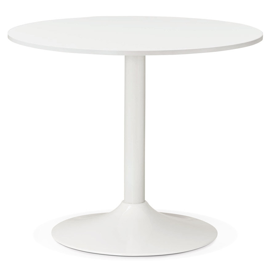 Eettafel Orlando rond wit- &Oslash; 90 cm - houten blad met metalen voet