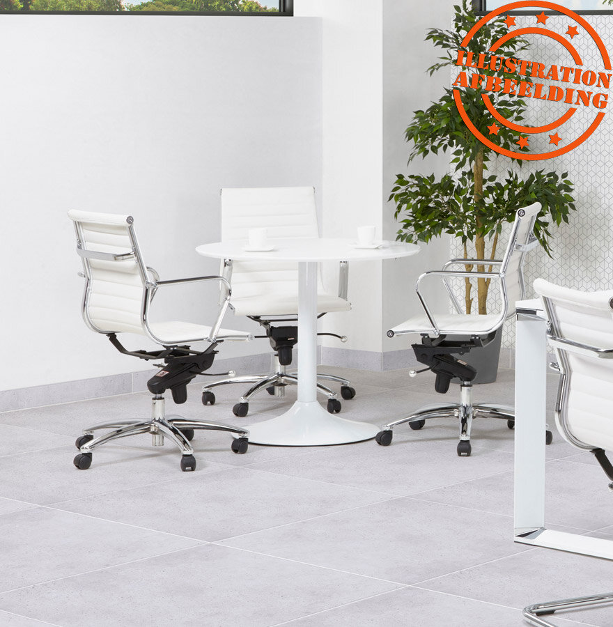 Eettafel Orlando rond wit- &Oslash; 90 cm - houten blad met metalen voet