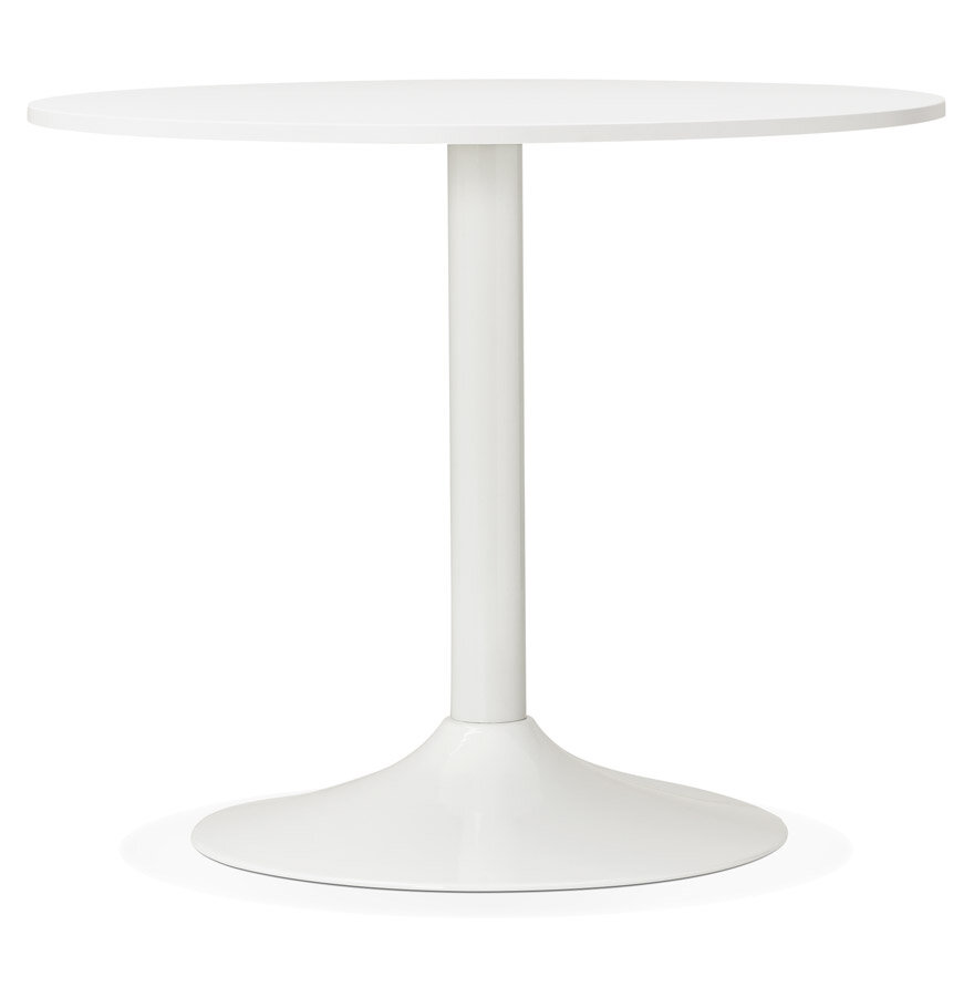 Eettafel Orlando rond wit- &Oslash; 90 cm - houten blad met metalen voet