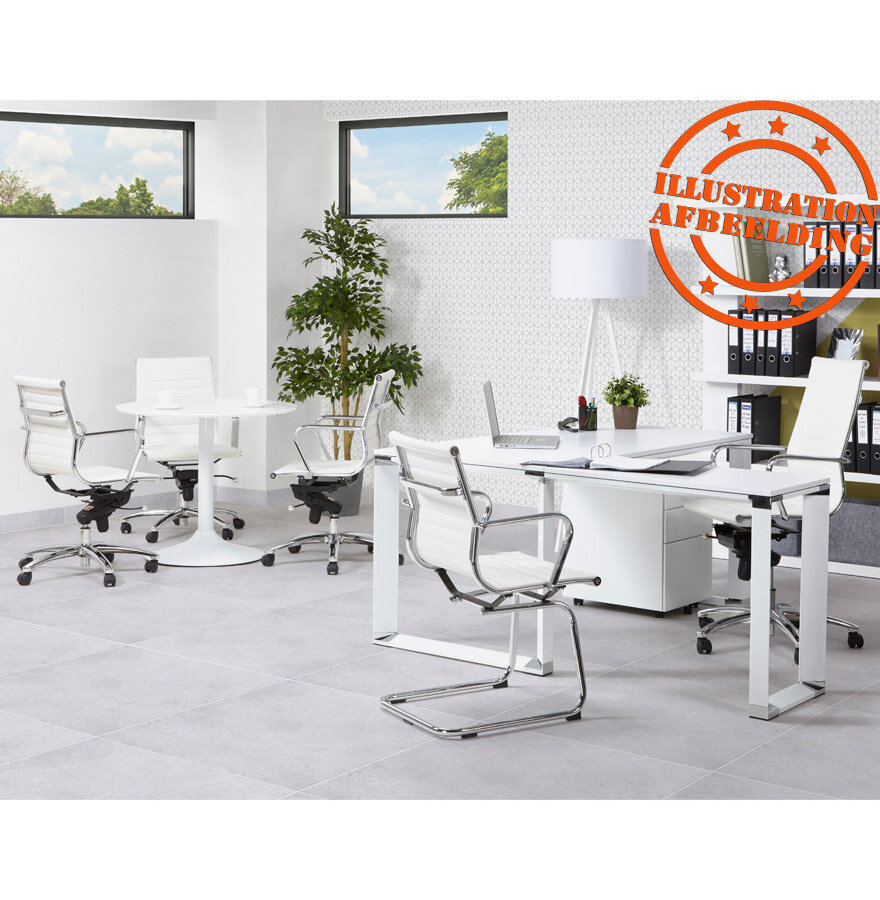 Eettafel Orlando rond wit- &Oslash; 90 cm - houten blad met metalen voet
