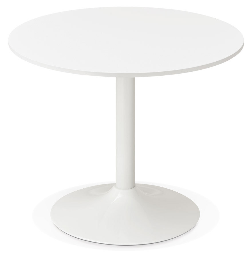 Eettafel Orlando rond wit- &Oslash; 90 cm - houten blad met metalen voet