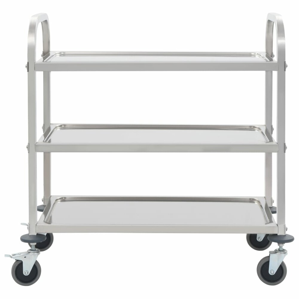 Keukentrolley RVS 3-Laags serveerwagen Roestvrij Staal 95 x 45 x 83.5 cm 