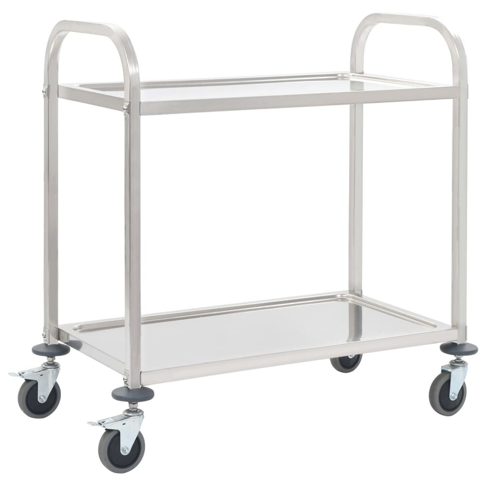 Keukentrolley serveerwagen RVS 2-laags 95x45x83,5 cm roestvrij staal