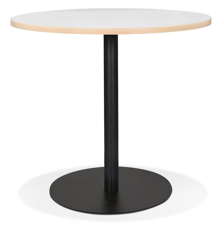 Eettafel Bistrotafel Yogi rond wit Met Een Zwarte Metalen Poot - &Oslash; 80 Cm