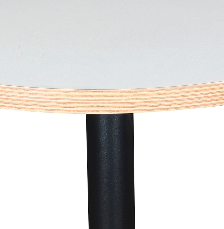 Eettafel Bistrotafel Yogi rond wit Met Een Zwarte Metalen Poot - &Oslash; 80 Cm