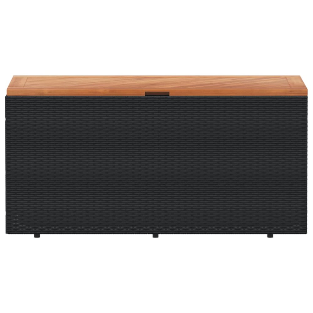 Tuinbox 110x50x54 cm poly rattan en acaciahout zwart