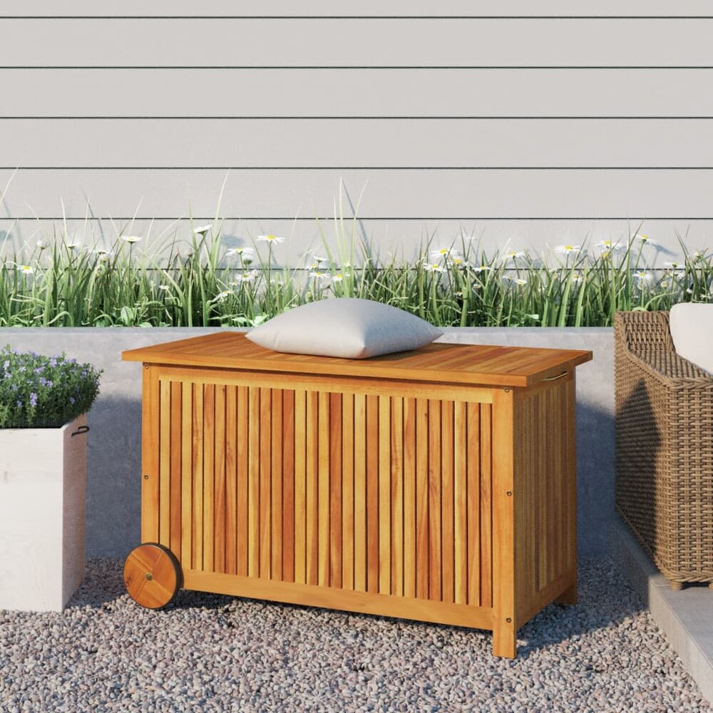 Tuinbox Met Wieltjes Massief Acaciahout 90 x 50 x 58 cm