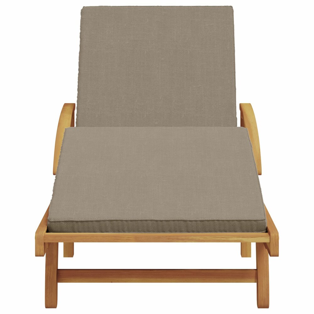 Ligstoel Minoes Met Wielen - Kussen Taupe kleur - Massief Acacia hout