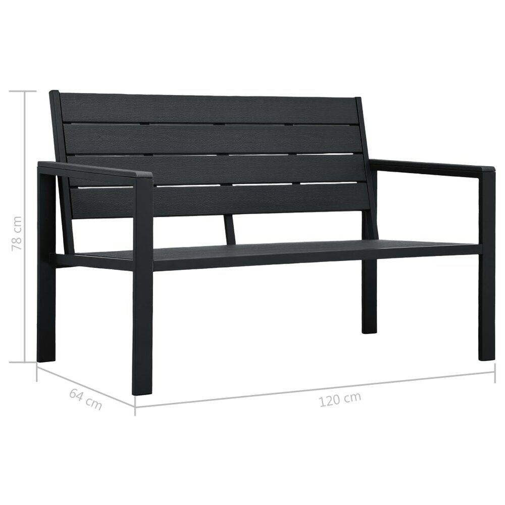 Tuinbank Harold Hout-Look 120 Cm Hdpe Zwart