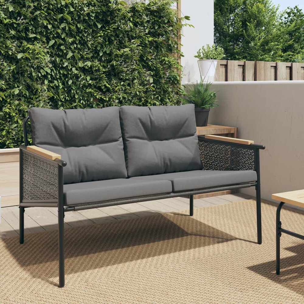 Tuinbank Mischa Met Kussens 116 Cm Staal Zwart