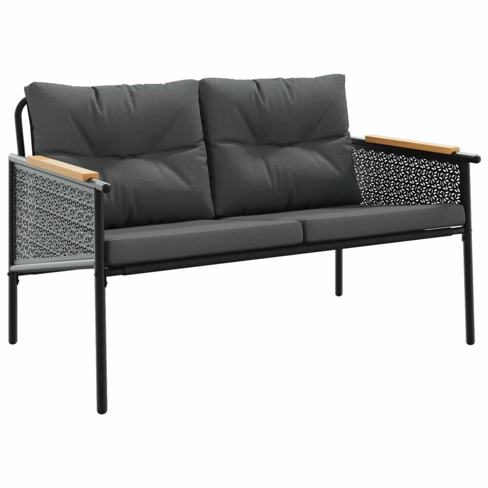 Tuinbank Mischa Met Kussens 116 Cm Staal Zwart