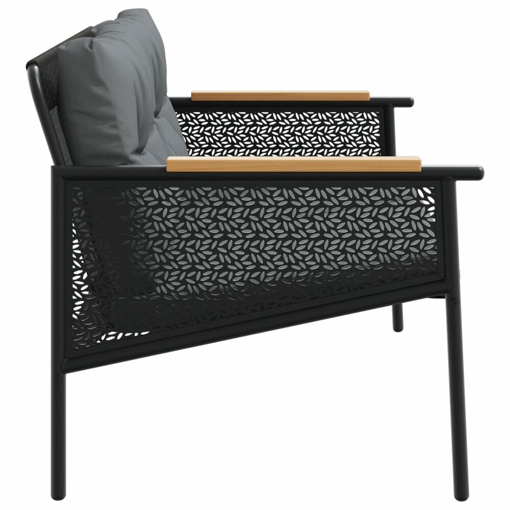 Tuinbank Mischa Met Kussens 116 Cm Staal Zwart