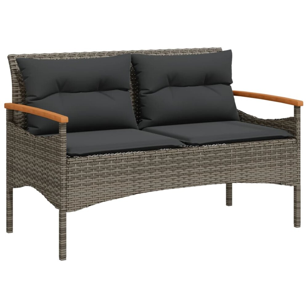 Tuinbank Esmee met kussens 116x62,5x74 cm poly rattan grijs