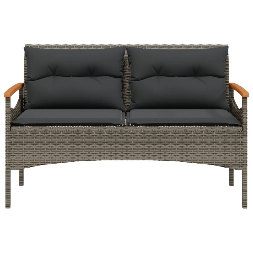 Tuinbank Esmee met kussens 116x62,5x74 cm poly rattan grijs