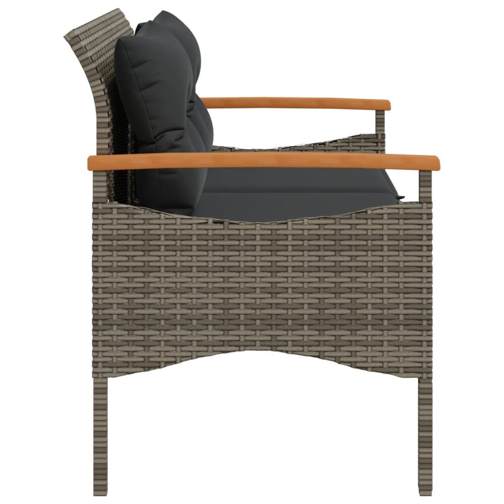Tuinbank Esmee met kussens 116x62,5x74 cm poly rattan grijs