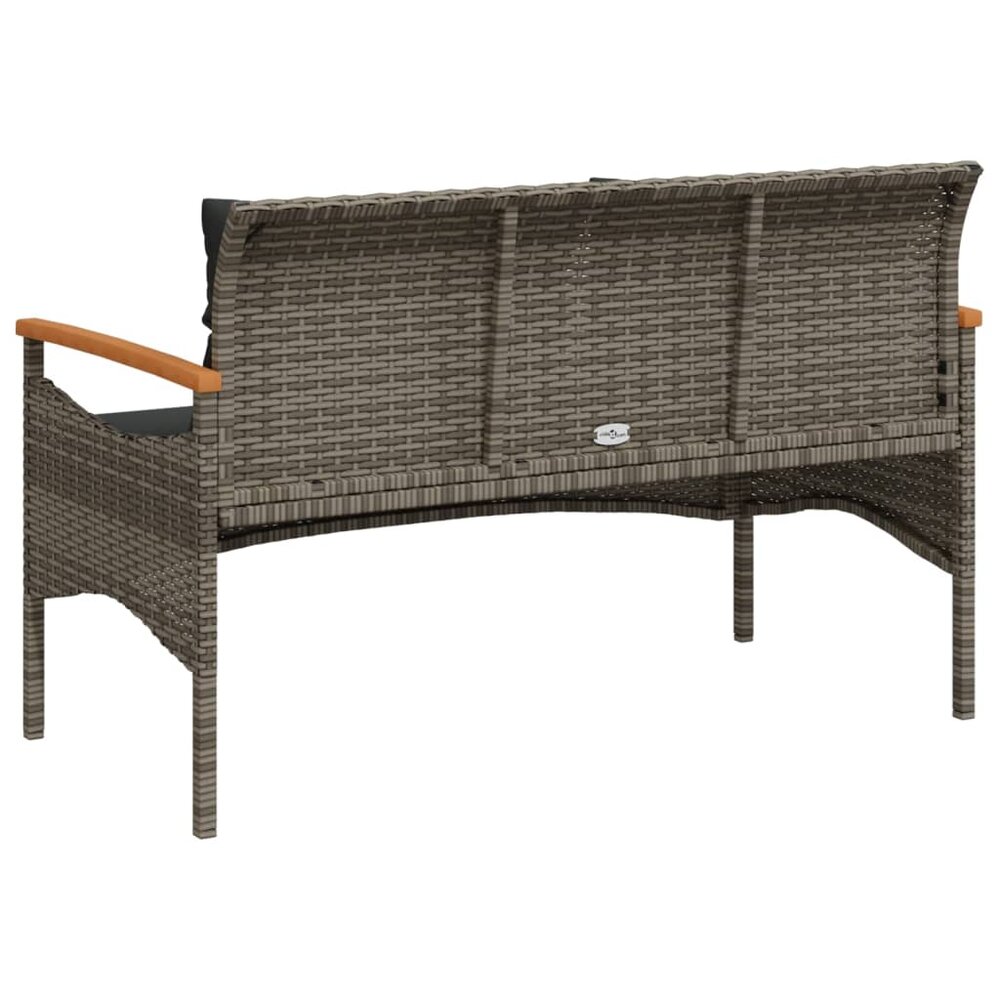 Tuinbank Esmee met kussens 116x62,5x74 cm poly rattan grijs