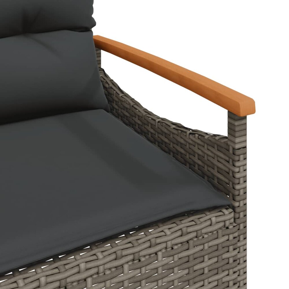 Tuinbank Esmee met kussens 116x62,5x74 cm poly rattan grijs