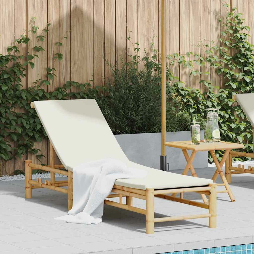 Ligstoel Moroso met kussens 55x199x30 cm bamboe