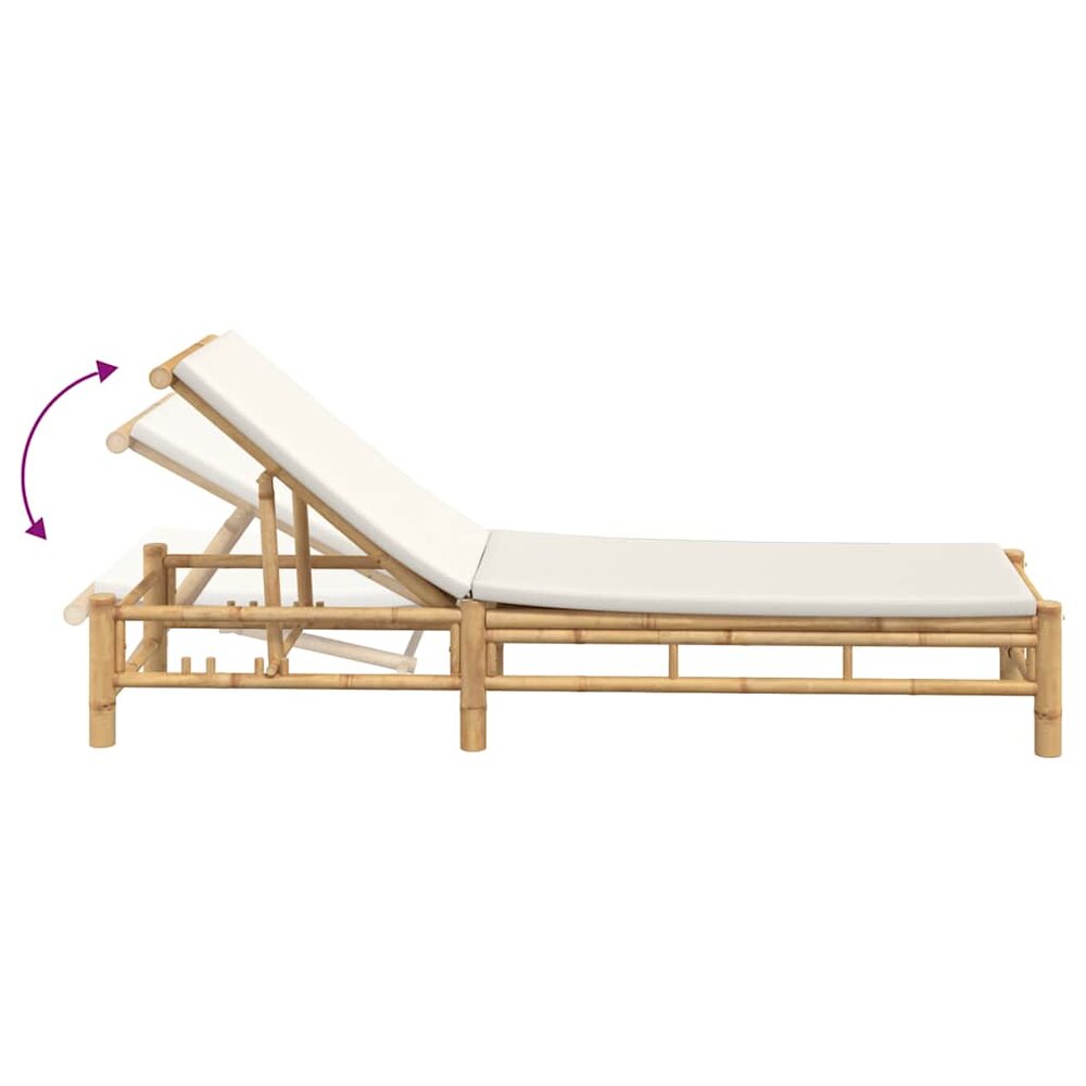 Ligstoel Moroso met kussens 55x199x30 cm bamboe