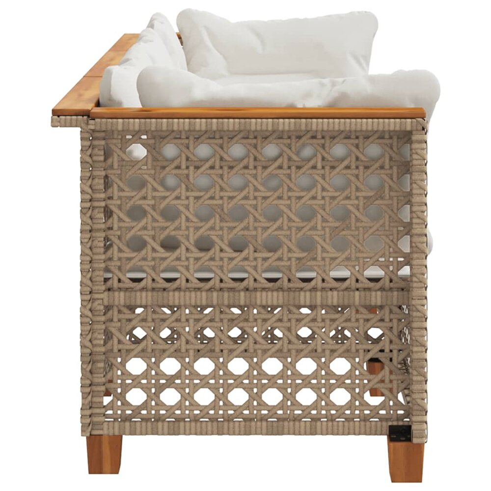 Tuinbank Lazio 3-zits met kussens poly rattan beige