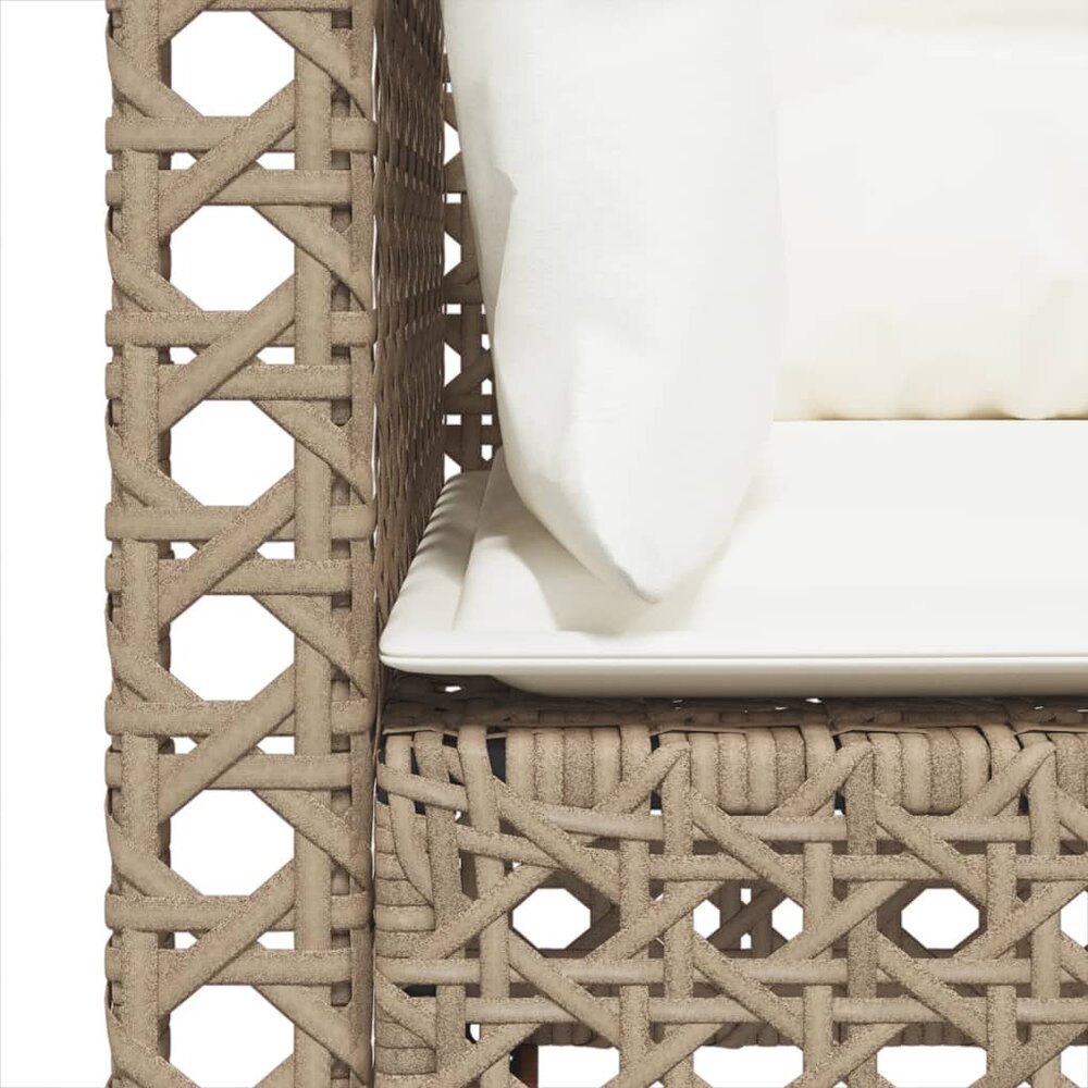 Tuinbank Lazio 3-zits met kussens poly rattan beige
