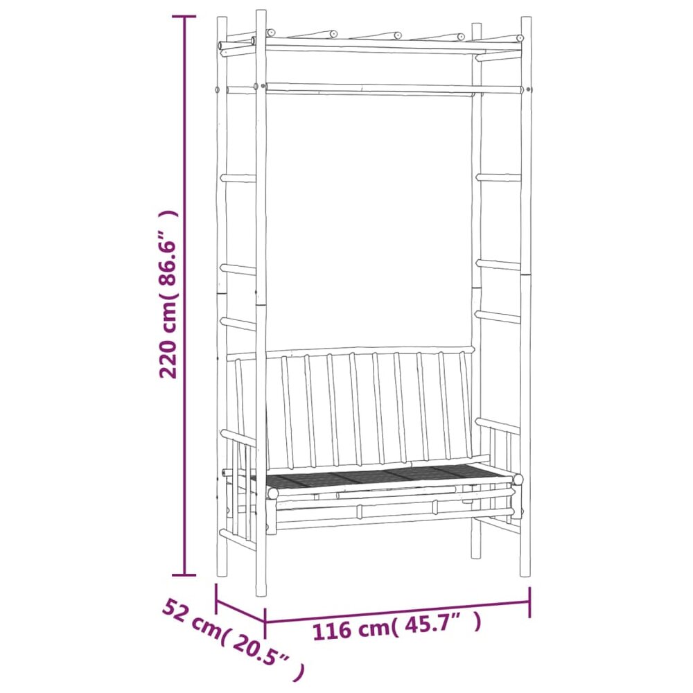 Tuinbank met pergola 220x116 cm bamboe